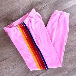 Aviator Nation pink sweatpants with stripes